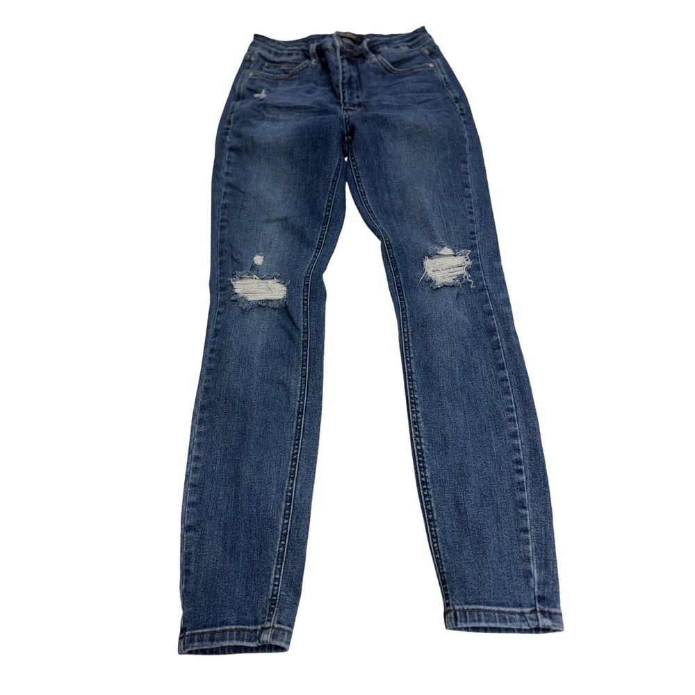 Judy Blue Skinny Fit Jeans Blue Distressed High Rise Denim Casual Women 9/29